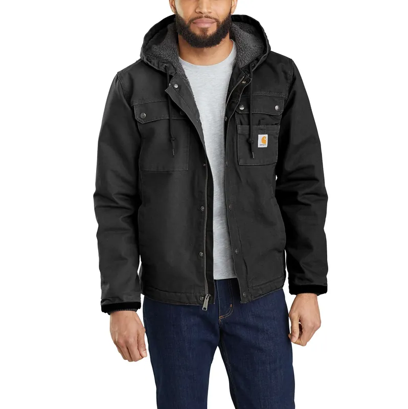 Men‘s Relaxed Fit Washed Duck Sherpa-lined Utility Jacket - Xl Black