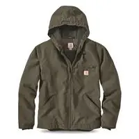 Men‘s Washed Duck Sherpa-lined Hooded Jacket - Xxl Regular - Moss