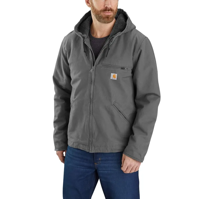 Men‘s Relaxed Fit Washed Duck Sherpa-lined Jacket - 2xl Tall - Gravel