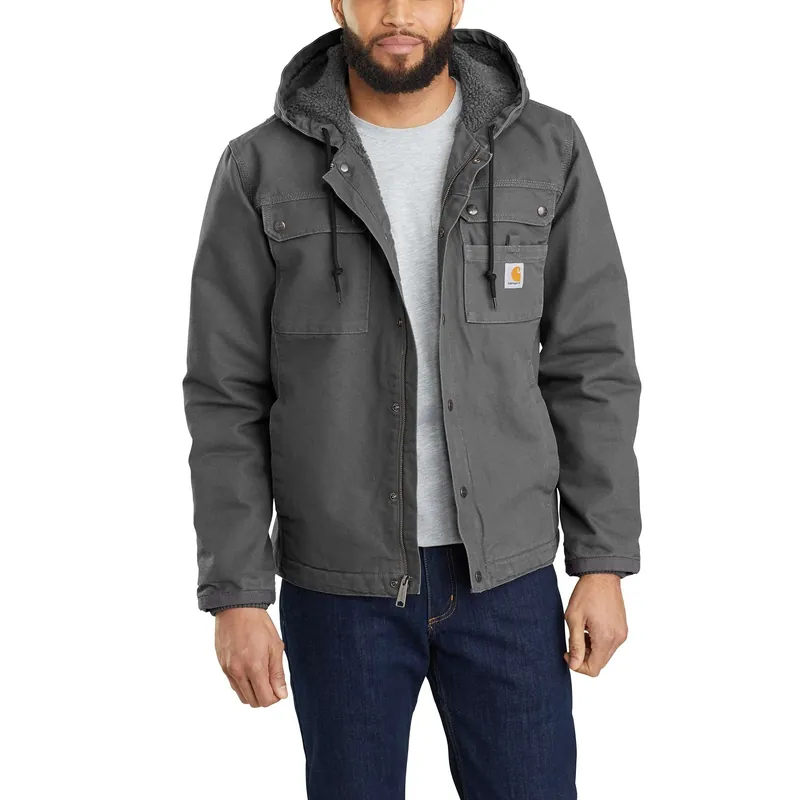 Relaxed Fit Washed Duck Sherpa-lined Utility Jacket