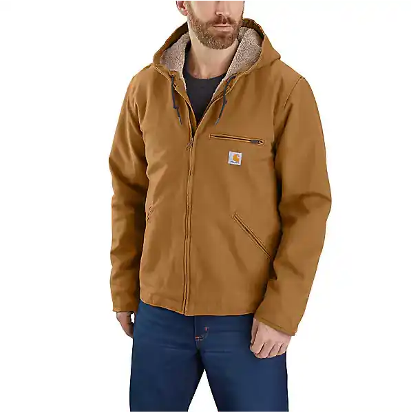 Relaxed Fit Washed Duck Sherpa-lined Jacket - Small Regular - Carhartt Brown