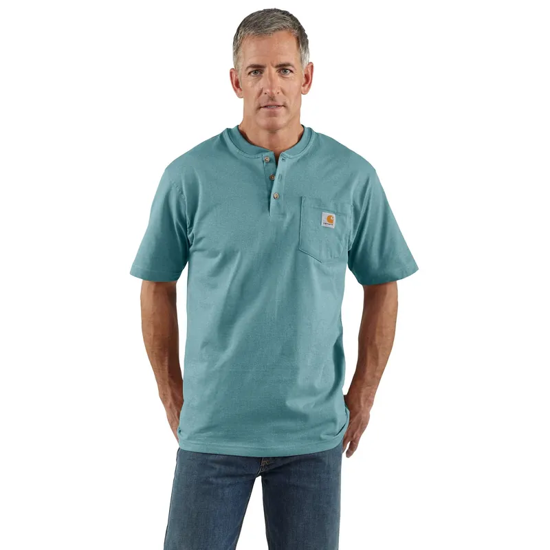 Loose Fit Heavyweight Short-sleeve Pocket Henley T-shirt