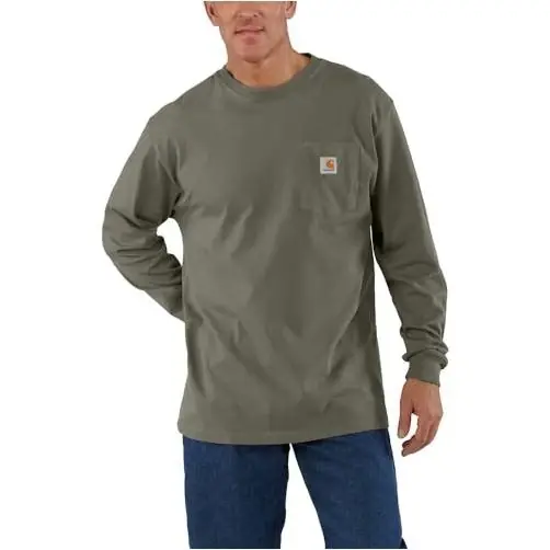 Men‘s Lsefit Long Sleeve Pocket T-shirt In Olive Green - Multiple Sizes Available