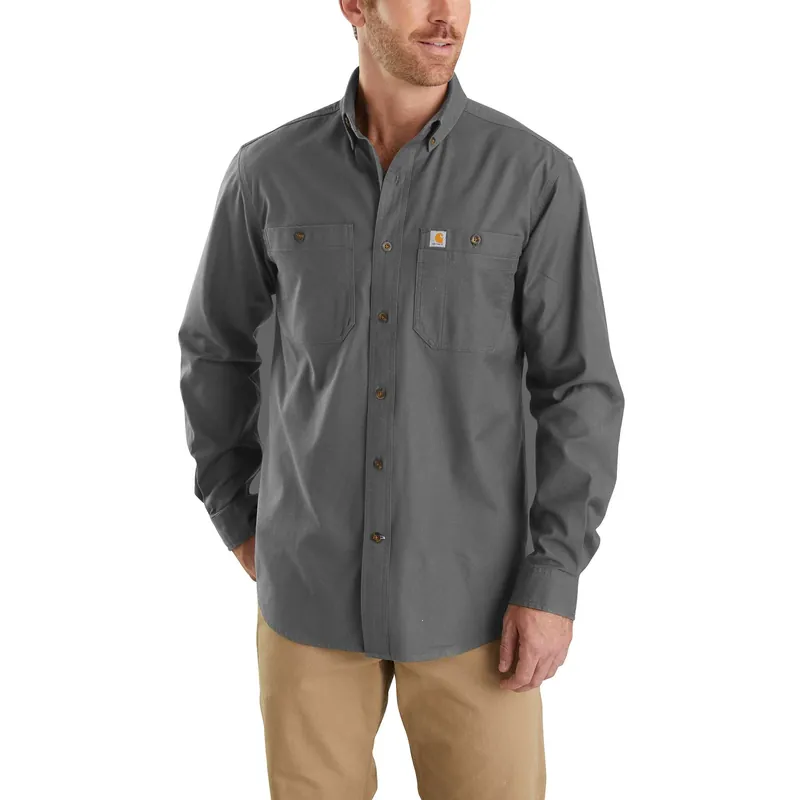 Men‘s Rugged Flex Relaxed Fit Midweight Canvas Long-sleeve Shirt - Xl Gravel