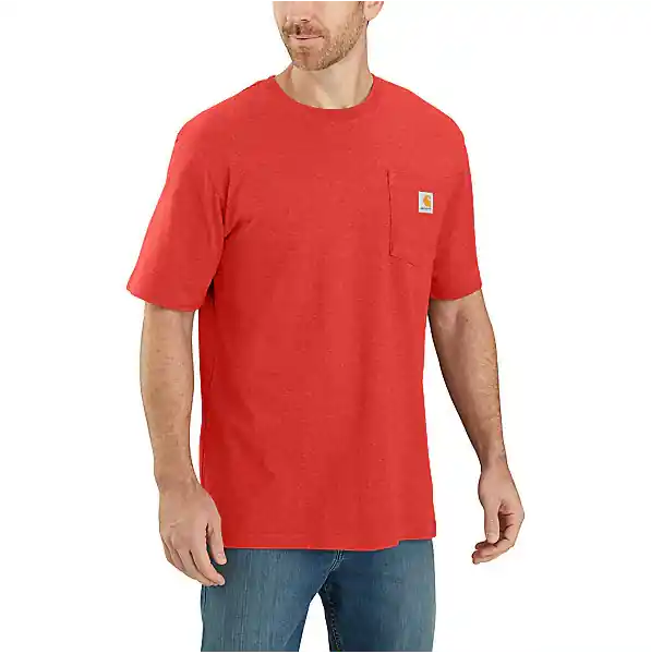 Loose Fit Heavyweight Short-sleeve Pocket T-shirt, Fire Red Heather, 3xl