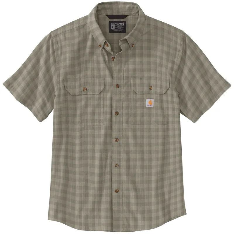 Men‘s Loose Fit Midweight Short-sleeve Plaid Shirt - Comfortable And Durable