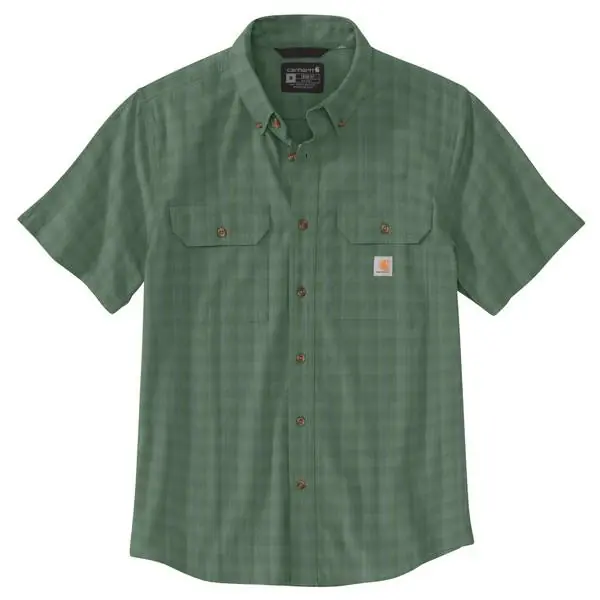 Men‘s Loose Fit Midweight Short-sleeve Plaid Shirt, Jade, 3x
