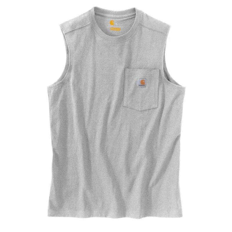 Men‘s 4x-large Heather Gray Cotton/polyester Sleeveless Pocket T-shirt