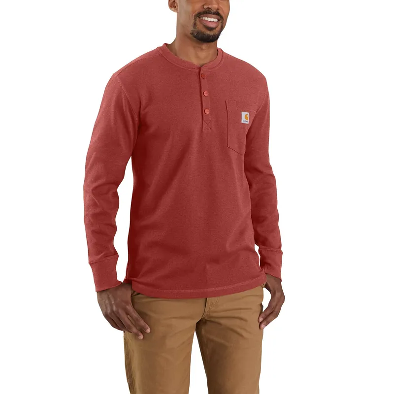 Relaxed Fit Heavyweight Long-sleeve Henley Pocket Thermal Shirt - 3xl Bordeaux Heather