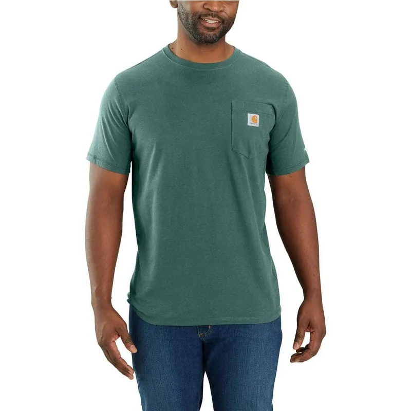 Force Relaxed Fit Midweight Short-sleeve Pocket T-shirt, Slate Green Heather, 3xl