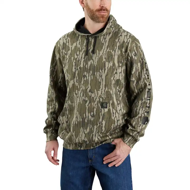 Men‘s Loose Fit Midweight Camo Sleeve Graphic Sweatshirt - 2xl - Mossy Oak Bottomland