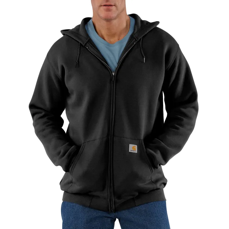 Men‘s Loose Fit Midweight Full-zip Sweatshirt, Black, 2xl