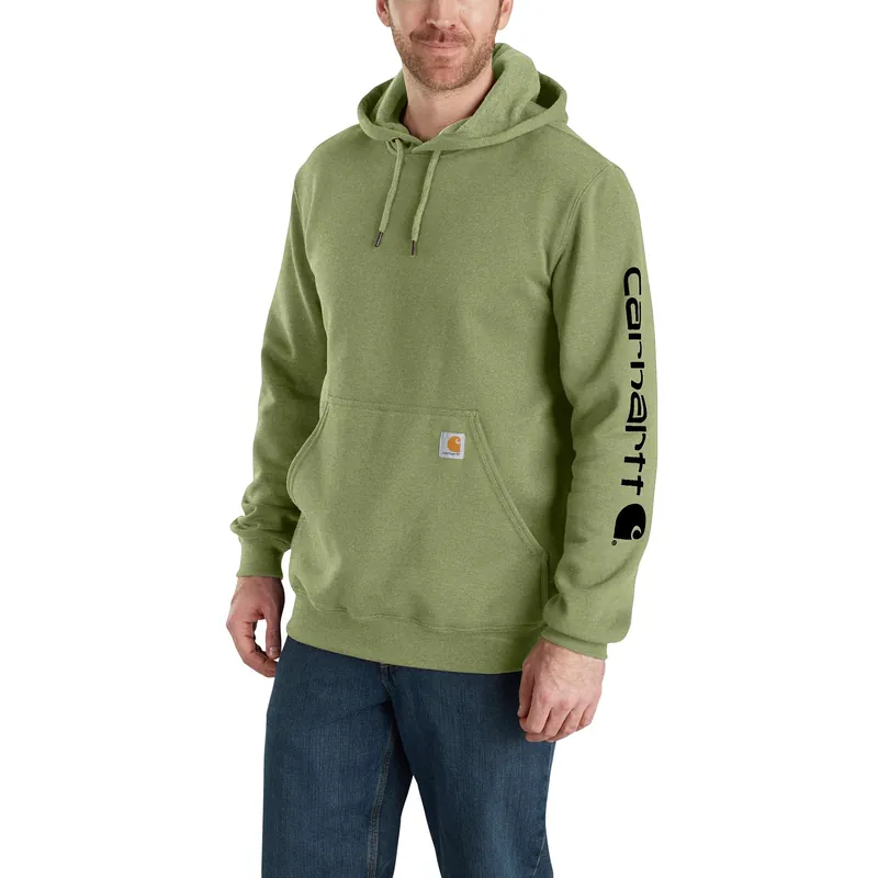 Loose Fit Midweight Logo Sleeve Graphic Hoodie, Chive Heather, Small
