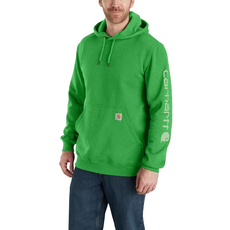 Men‘s Loose Fit Midweight Logo Sleeve Graphic Sweatshirt In Olive Green Heather