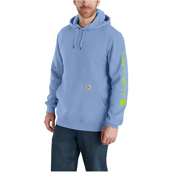 Loose Fit Midweight Logo Sleeve Graphic Hoodie, Skystone, Small