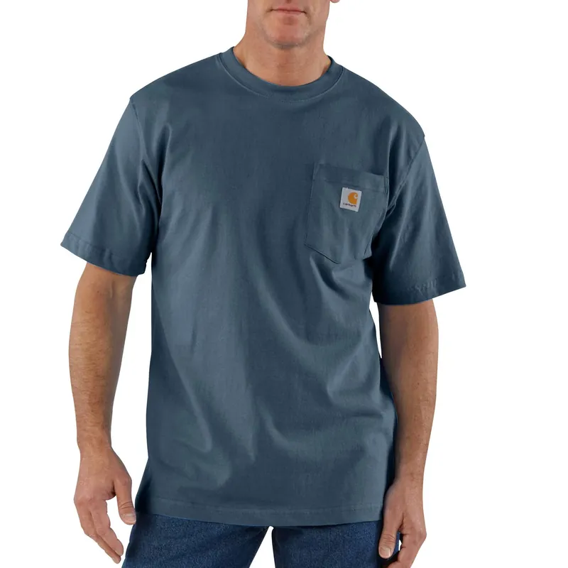Men‘s Loose Fit Heavyweight Short-sleeve Pocket T-shirt, Bluestone, Xl