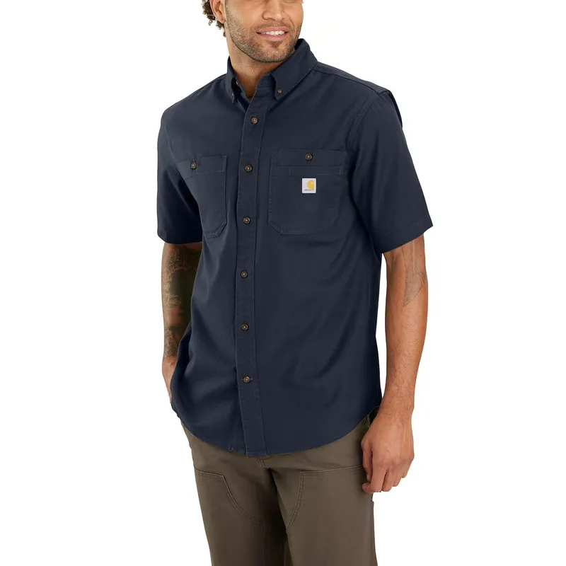 Men‘s Rugged Flex Relaxed Fit Midweight Canvas Short-sleeve Shirt 3xl Navy