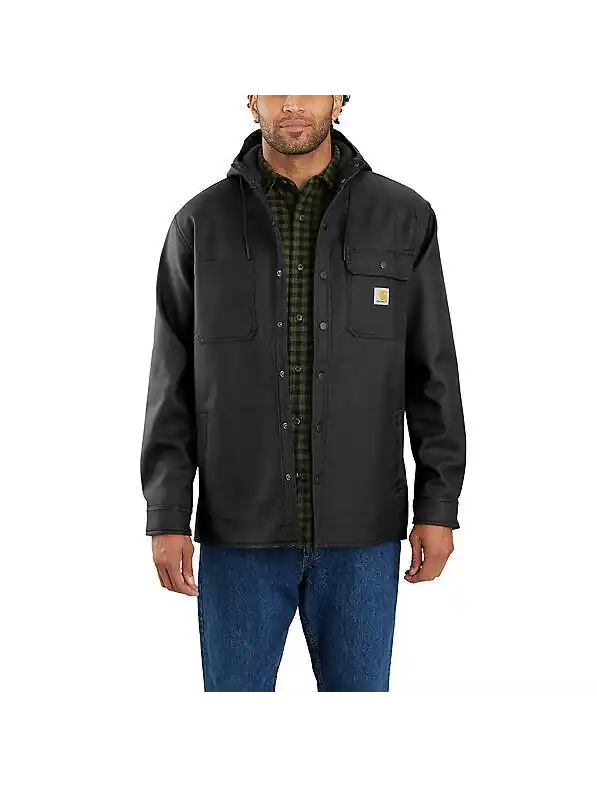 Rain Defender Relaxed Fit Heavyweight Hooded Shirt Jac, Black, Small