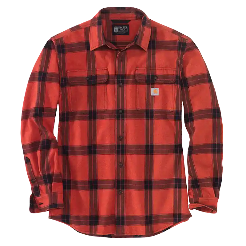 Men‘s Loose Fit Heavyweight Flannel Long Sleeve Plaid Shirt - Large Tall - Chili Pepper