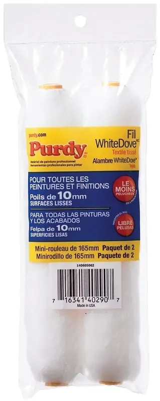 White Dove Woven Fabric 6.5 In. W X 3/8 In. Mini Paint Roller Cover 2 Pk