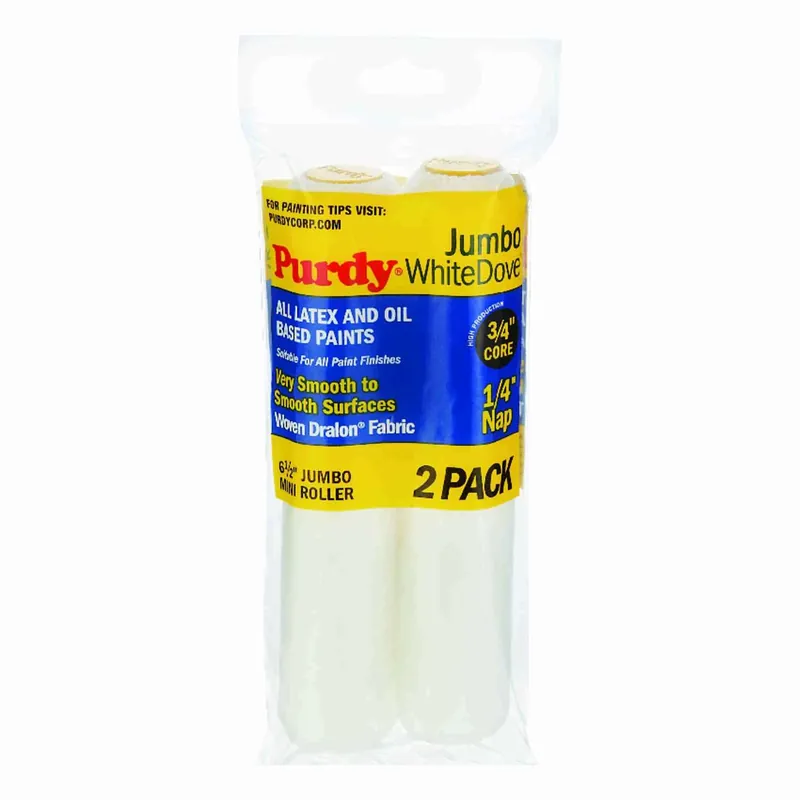 White Dove Woven Fabric 6.5 In. W X 1/4 In. Jumbo Mini Paint Roller Cover 2 Pk