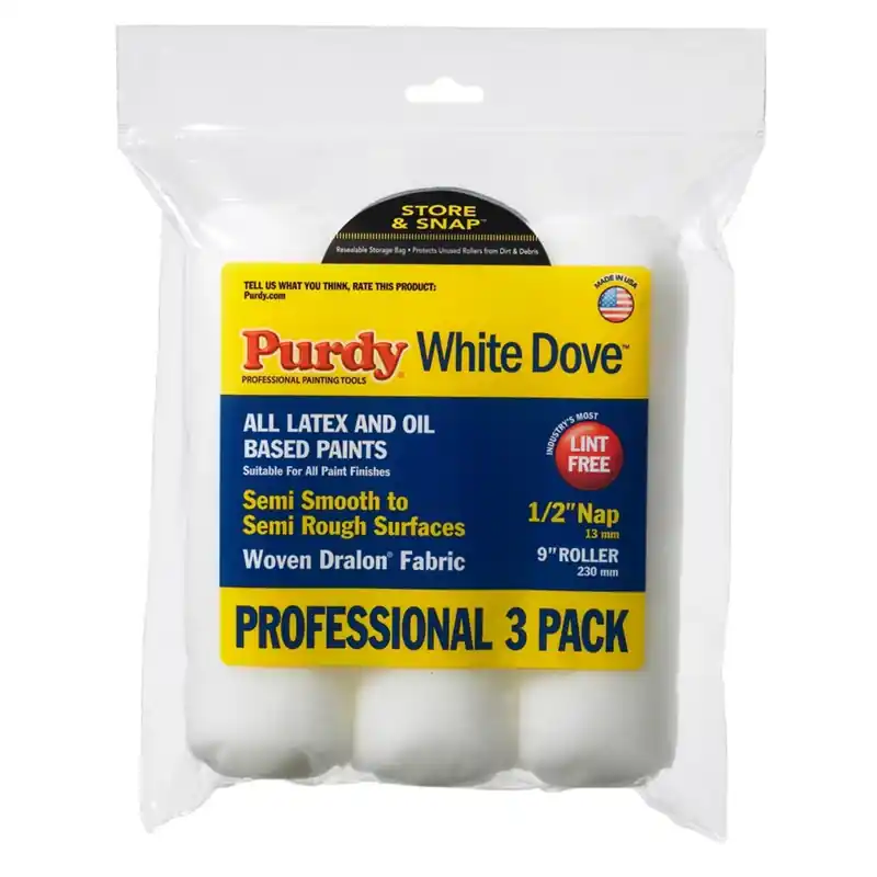 White Dove Woven Fabric 9 In. W X 1/2 In. Paint Roller Cover 3 Pk