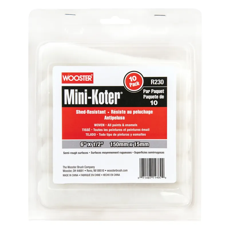 Mini-koter Fabric 6 In. W X 1/2 In. Mini Paint Roller Cover 10 Pk