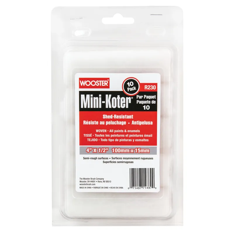 Mini-koter Fabric 4 In. W X 1/2 In. Mini Paint Roller Cover 10 Pk