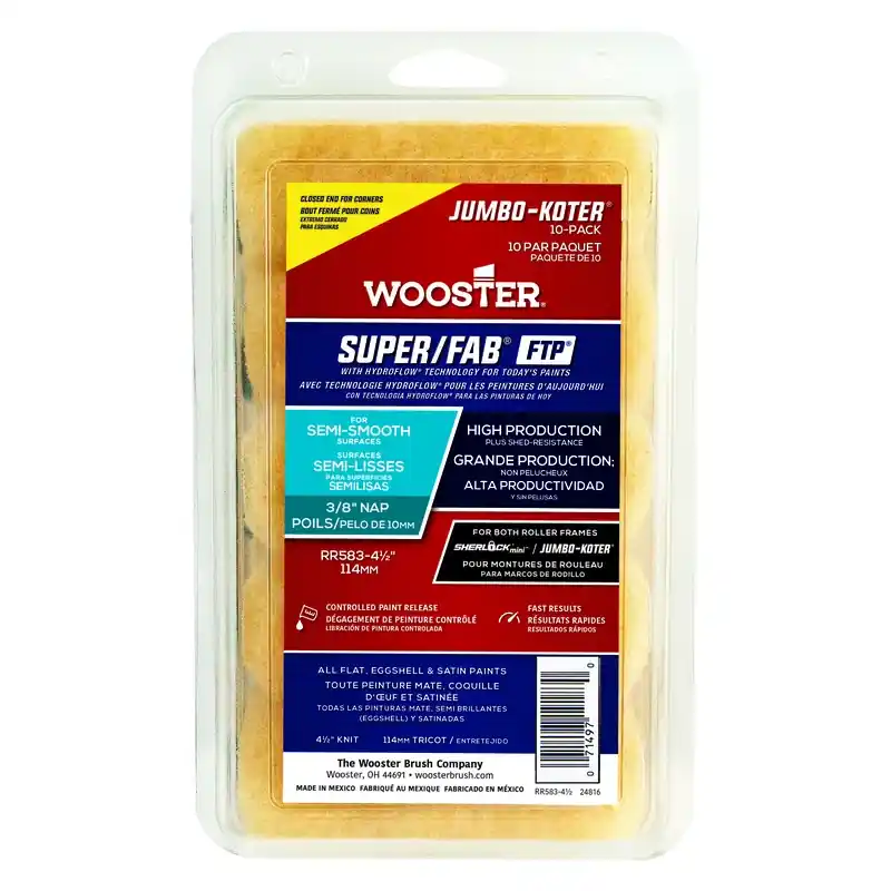Super/fab Fabric 4.5 In. W X 3/8 In. Jumbo Paint Roller Cover 10 Pk