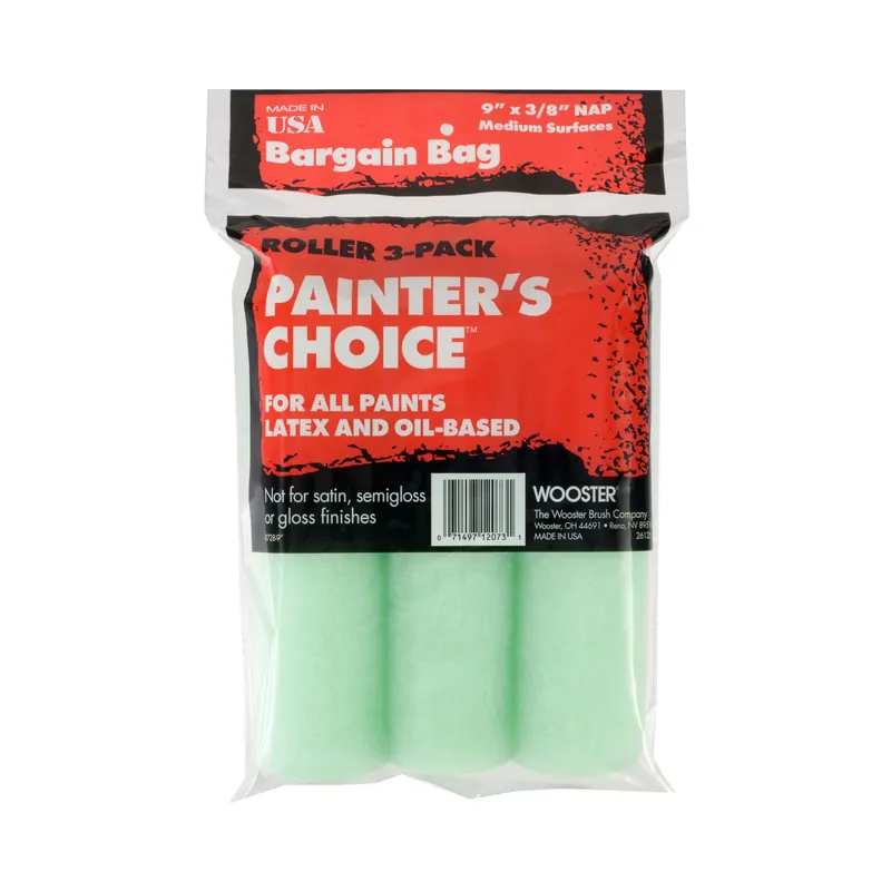 Painter‘s Choice Fabric 9 In. W X 3/8 In. Paint Roller Cover 3 Pk
