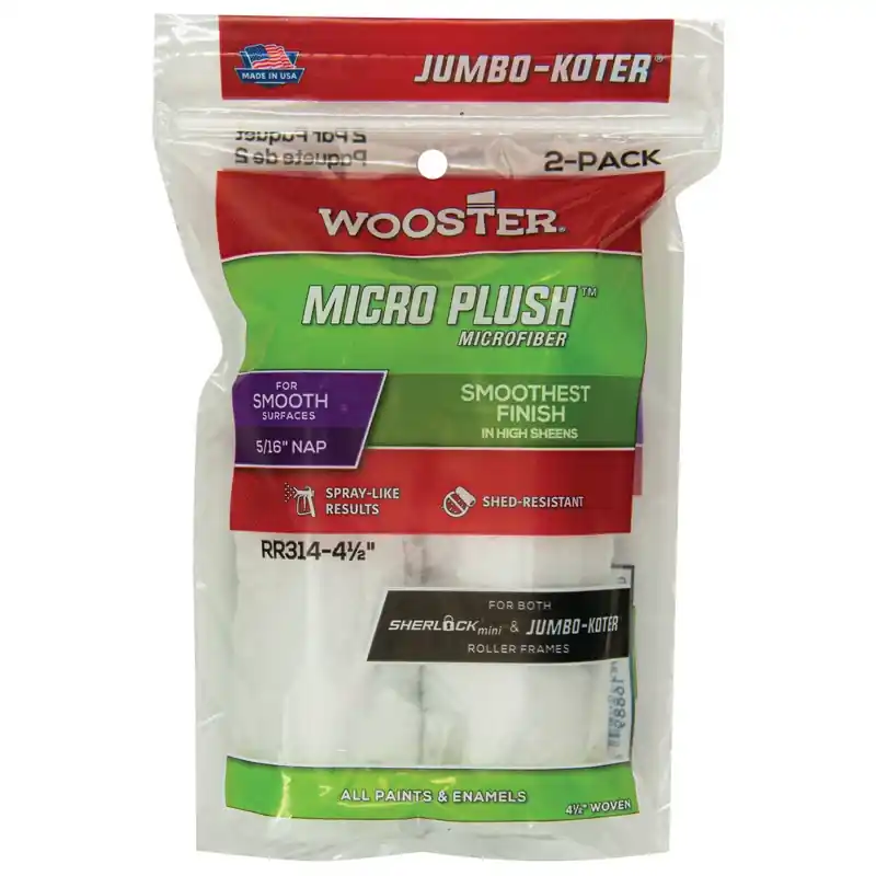 Micro Plush Woven 4-1/2 In. W X 5/16 In. Paint Roller Cover 2 Pk