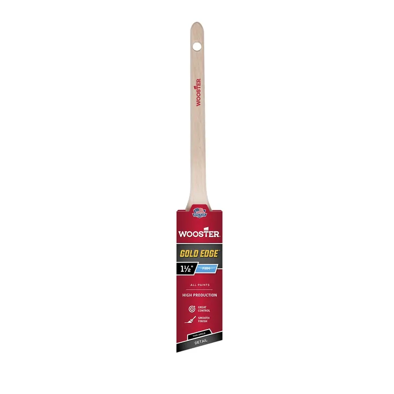 Gold Edge Paint Brush, Thin Angle Sash, White & Gold, 1.5-in.