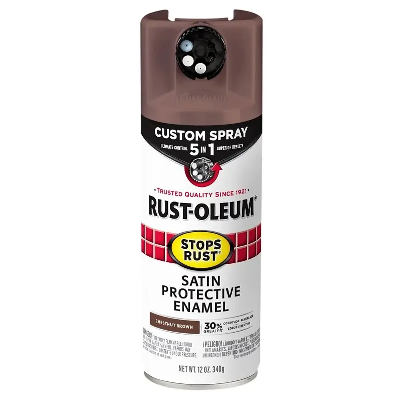 Stops Rust Custom Spray 5-in-1 Spray Paint, Satin Chestnut Brown, 12 Oz.