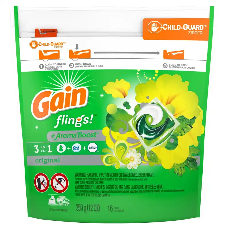 Flings Original Scent Laundry Detergent Pod 12 Oz 16 Pk
