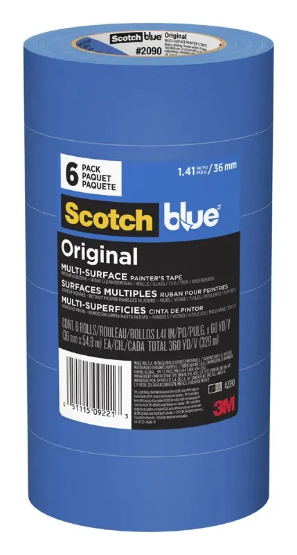 Scotchblue 1.41 In. W X 60 Yd L Blue Medium Strength Original Painter‘s Tape 6 Pk
