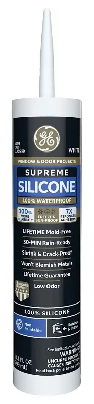 Ge Supreme White Silicone Window And Door Sealant 10.1 Oz