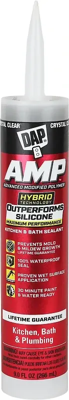 Amp Crystal Clear Polymer Advanced Hybrid Caulk Sealant 9 Oz