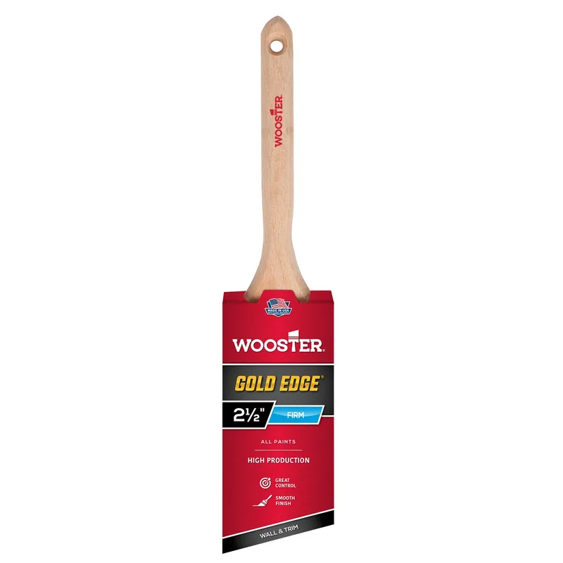 Gold Edge Paint Brush, Angle Sash, White & Gold, 2.5-in.