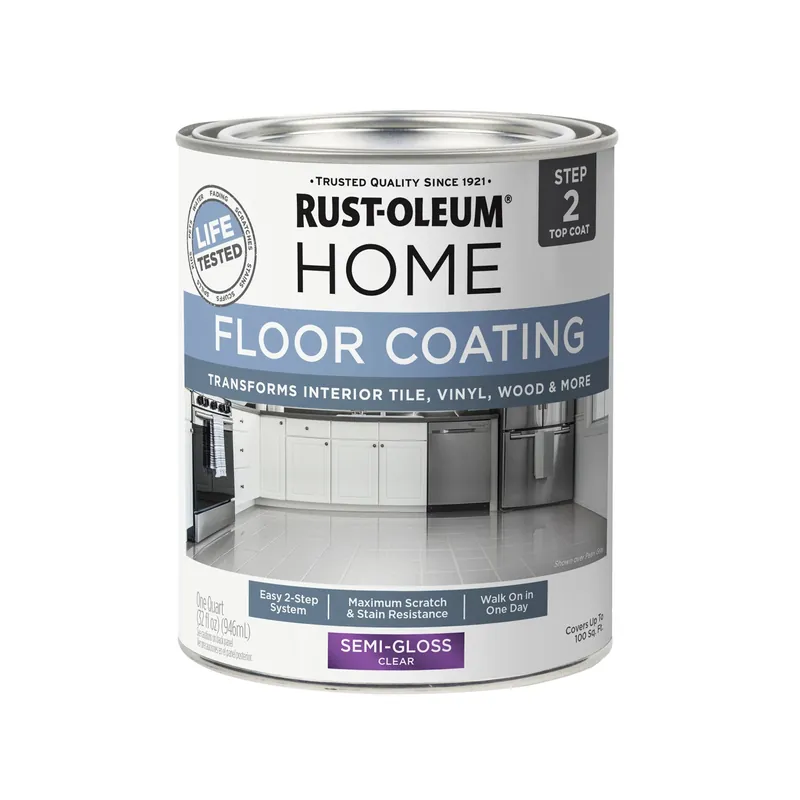 Home Flooring Protective Top Coat, Step 2, Clear Semi Gloss, Qt.