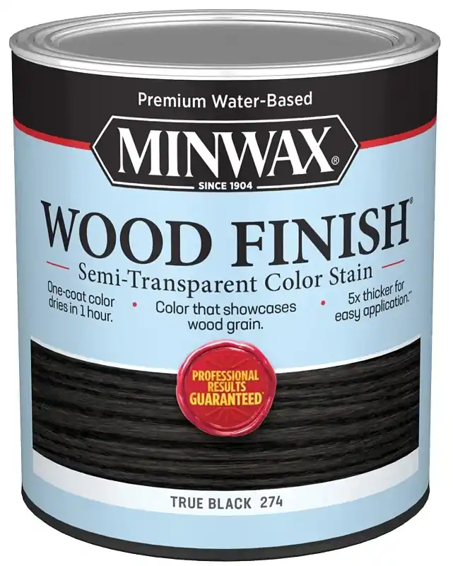 Wood Finish Stain, Water-based, Semi-transparent, True Black, 1-qt.