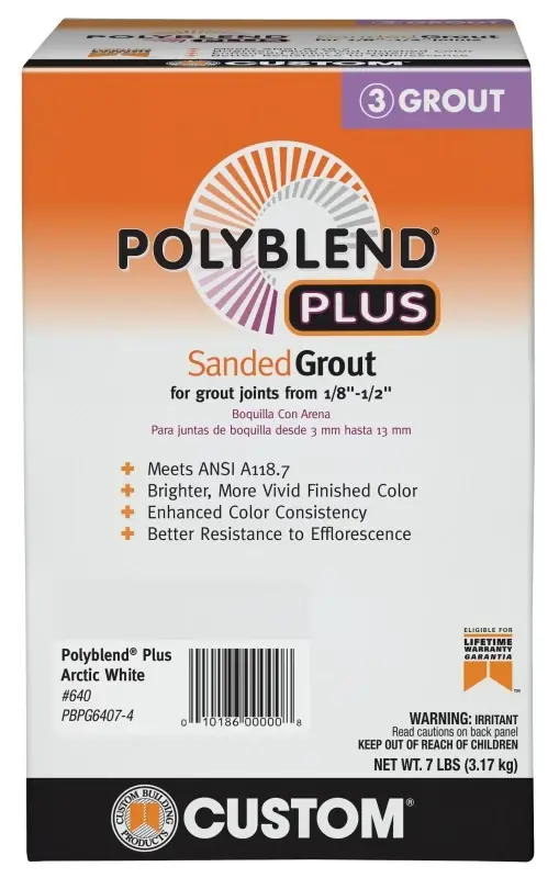 Polyblend Plus Sanded Grout, Arctic White, 7 Lb.