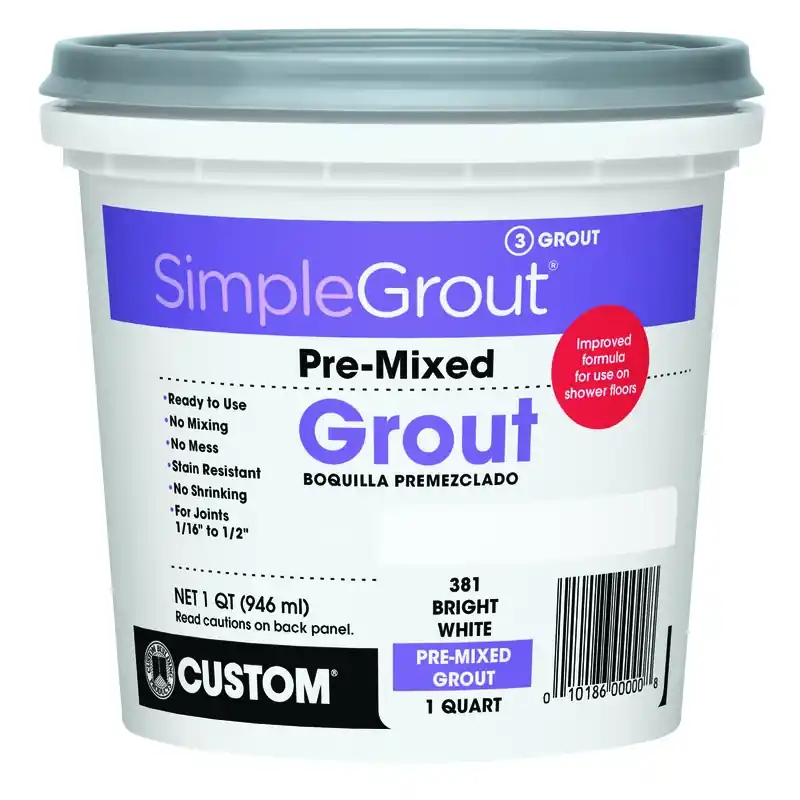 Bright White Pre-mixed Grout, Qt.