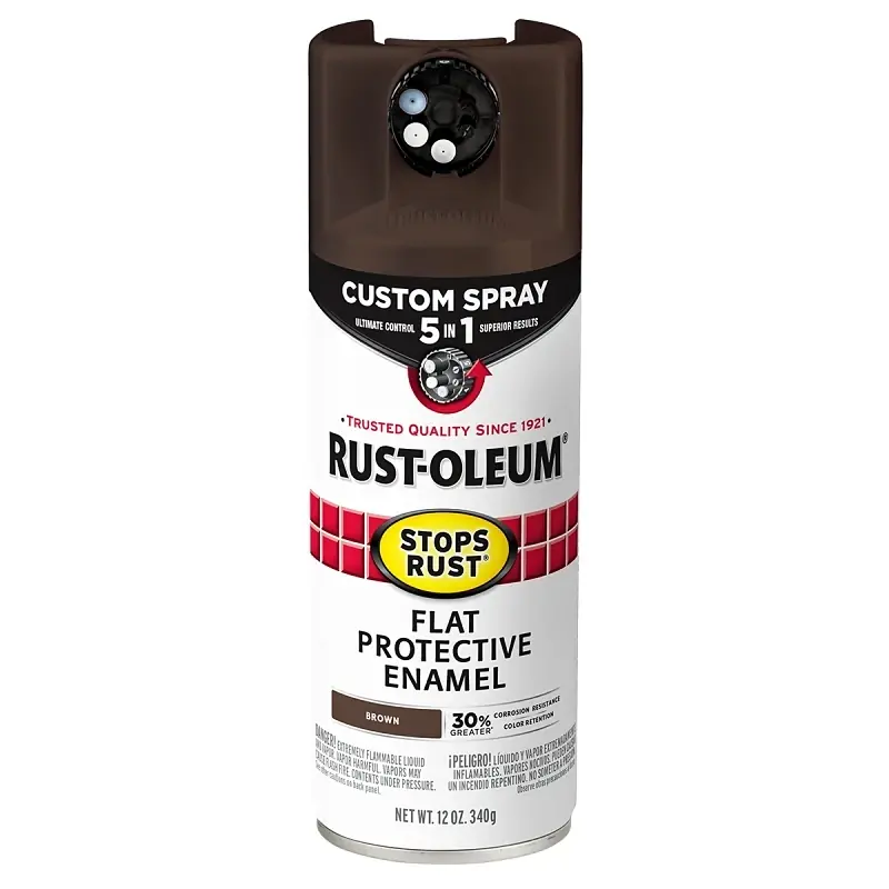 Stops Rust Custom Spray 5-in-1 Spray Paint, Flat Brown, 12 Oz.
