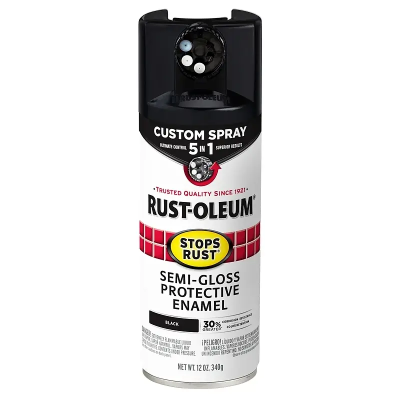 Stops Rust Custom Spray 5-in-1 Spray Paint, Semi-gloss Black, 12 Oz.