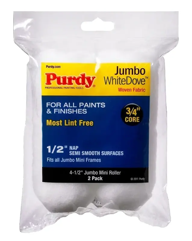 White Dove Woven Fabric 4.5 In. W X 1/2 In. Jumbo Mini Paint Roller Cover 2 Pk