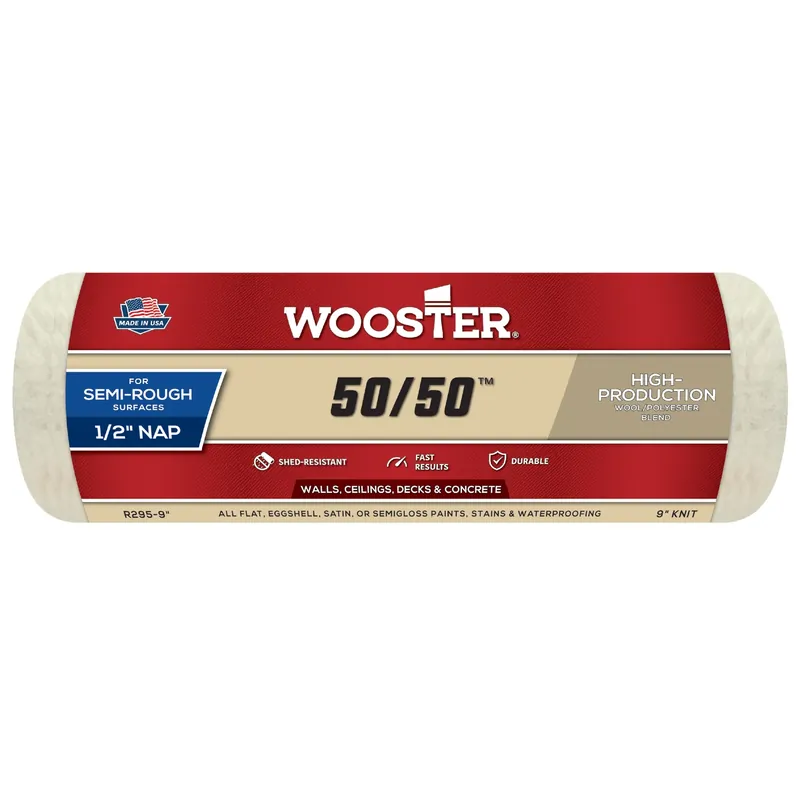50/50 Lambswool Polyester 9 In. W X 1/2 In. Paint Roller Cover 1 Pk