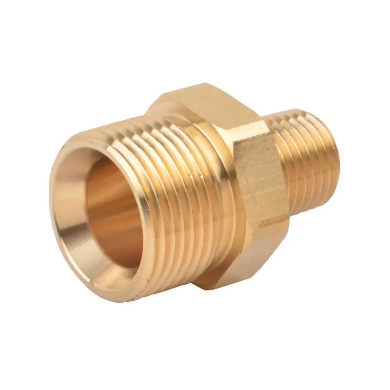M22 Male X 1/4 Inch Male Npt Brass Screw Nipple 5800 Psi