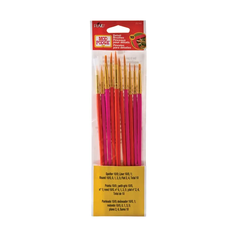 Mod Podge Flat Paint Brush Set - 10 Piece Custom Blend Brushes