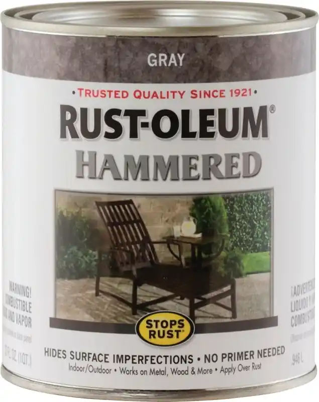 Rust Preventative Hammered Finish Paint, Gray, Interior/exterior, 1-qt.