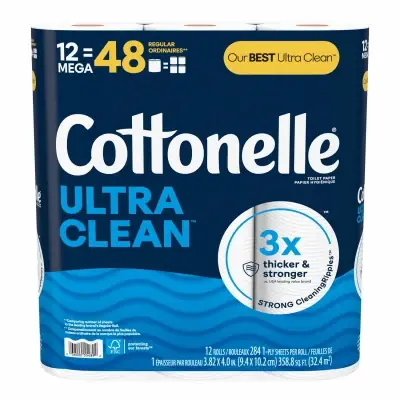 Ultra Cleancare Toilet Paper, 284 Strong Sheets Per Mega Rolls, 12-pk.